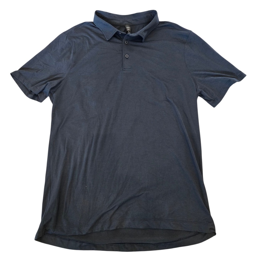 LULULEMON Navy Nautical Evolution Short-Sleeve Polo 3-Button Shirt LARGE LM3ENOS